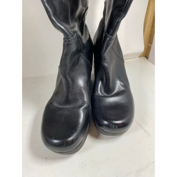 Michael Kors Platform Wedge Black Leather Boots 8.5W - Picture 6 of 10